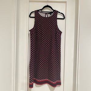 Banana republic sheath dress red with geometric pattern size M